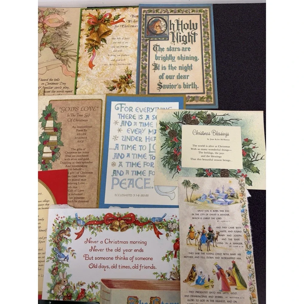 Vintage Christmas Cards Fronts ONLY Bible Verses More Scrapbooking Crafts 50+